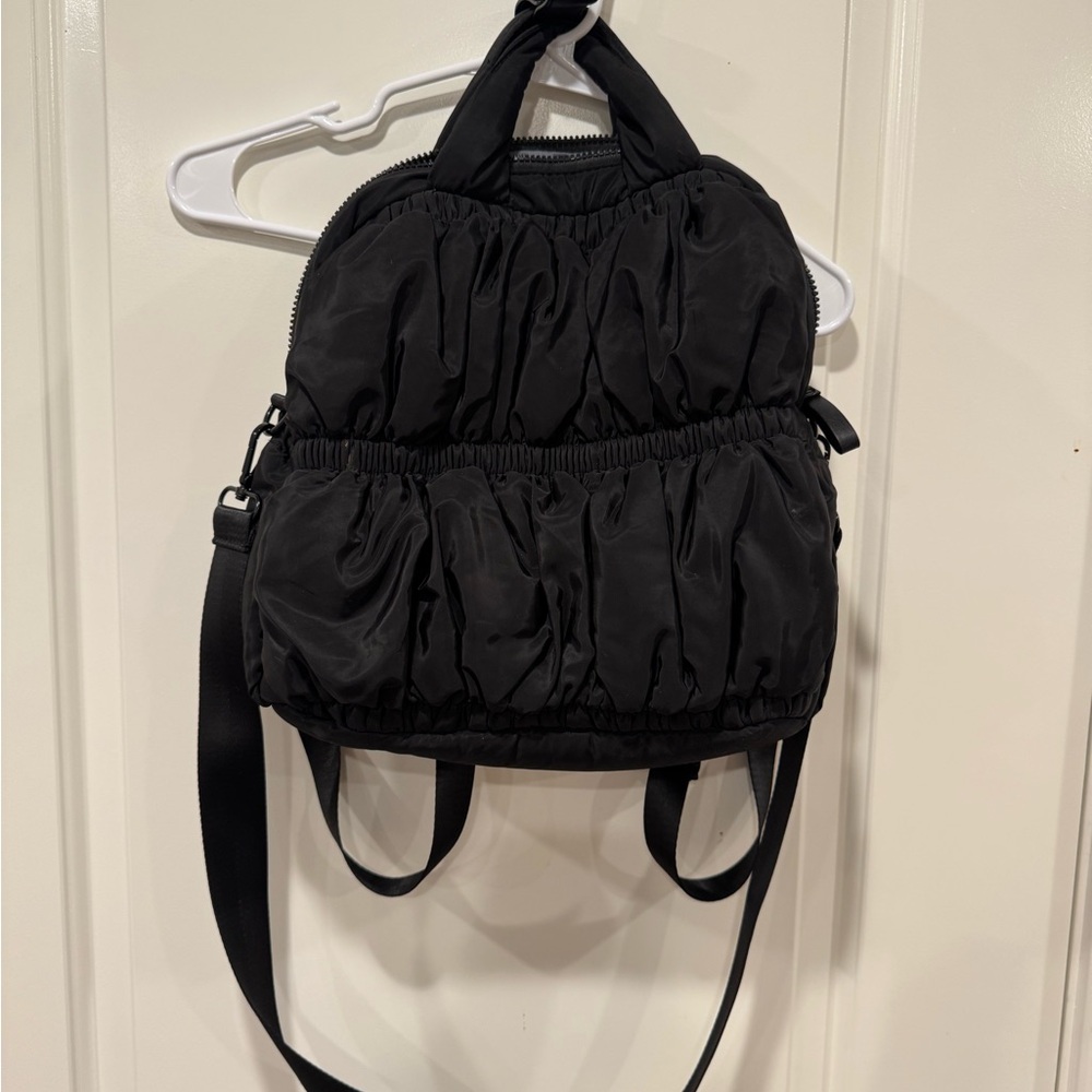 Danskin Black Quilted Nylon Backpack Tote